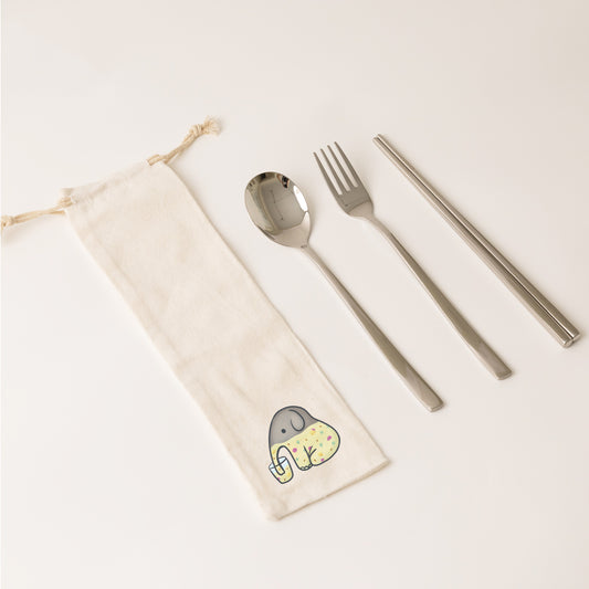 316不鏽鋼筷叉匙收納袋4件組 - 12圖可選