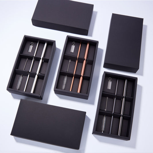 【組合優惠】不鏽鋼吸管禮盒組 - 粗吸管+細吸管+吸管袋+吸管刷